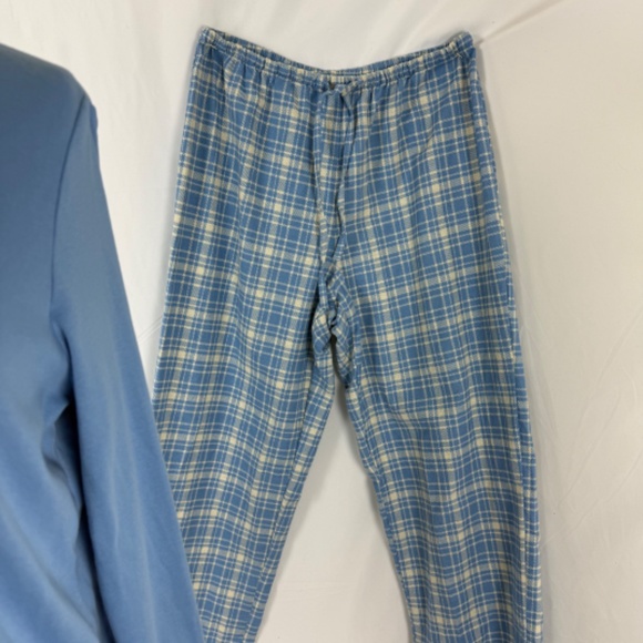 LL Bean 2 pCotton Pajamas M Flannel Plaid Pants Long Sleeve Henley Excellent PJs - Picture 5 of 9